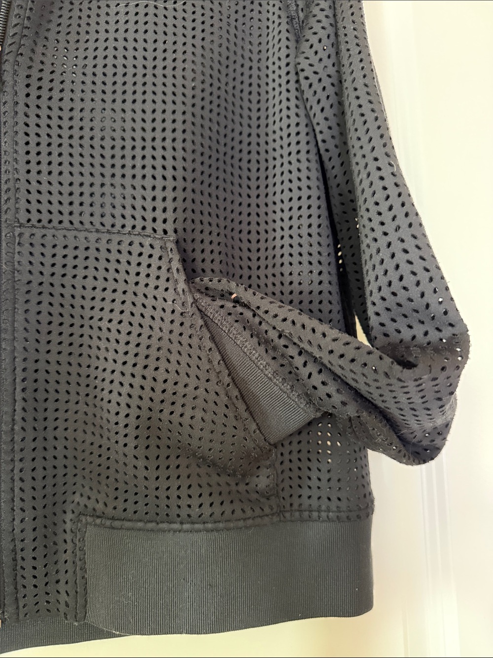 Calia Black Perforated Zip-Front Bomber Jacket - Picture 8 of 11